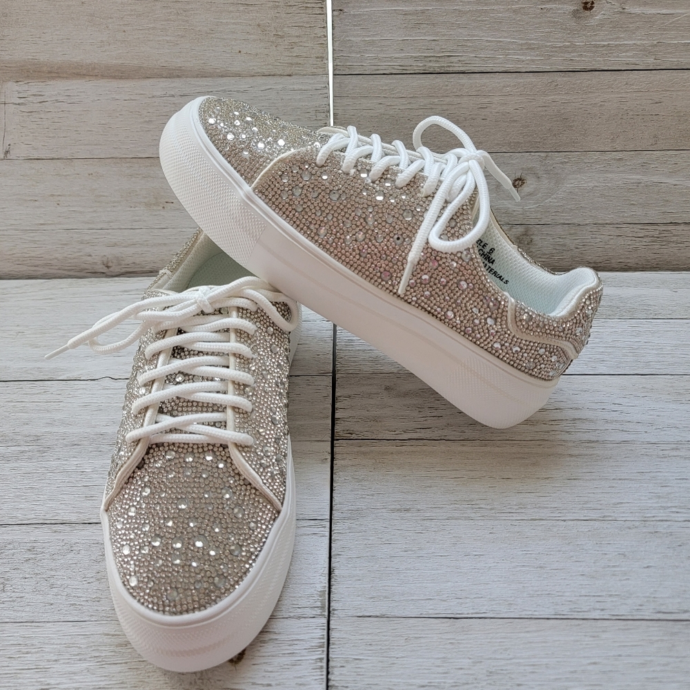 CORKYS- BEDAZZLE CLEAR RHINESTONE SNEAKERS - Picture 3 of 7